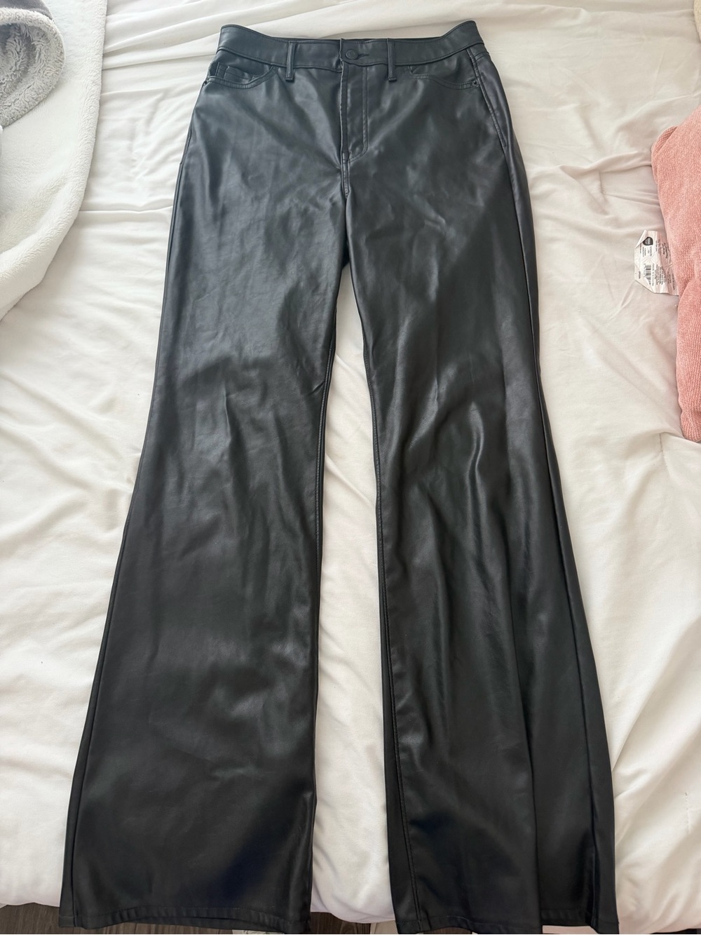 Old Navy Black Faux Leather Flare Pants